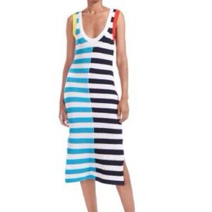 STAUD Seashore Striped Knit Dress
